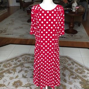 J.Peterman NWOT Red and White polkadot dress